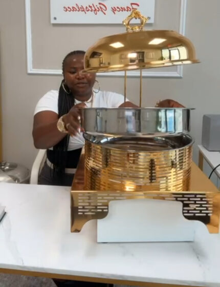 8L hanging gold chaffing dish